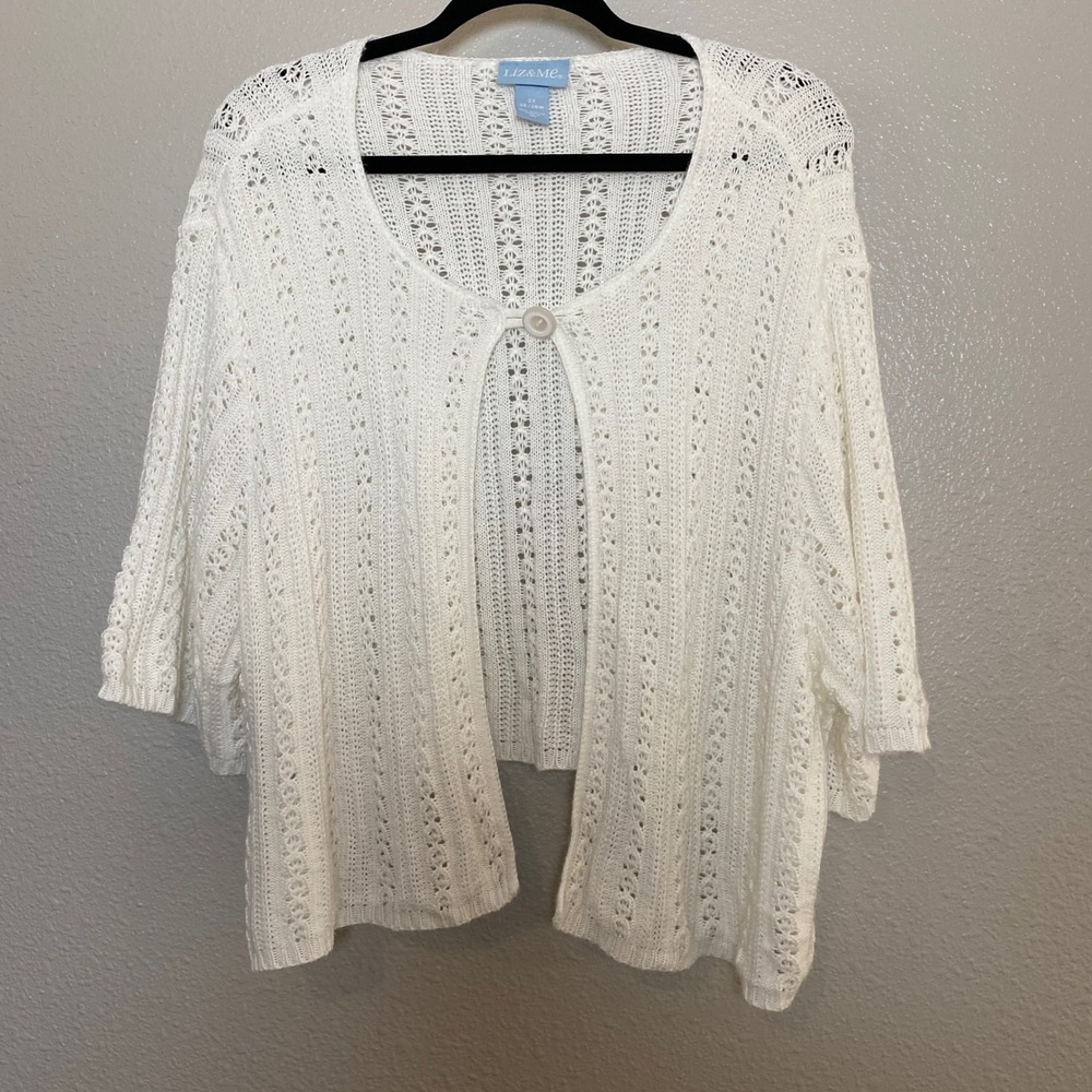 White Knitted Cardigan 3X Cottagecore Coquette Open Knit Angelcore Autumn Fall